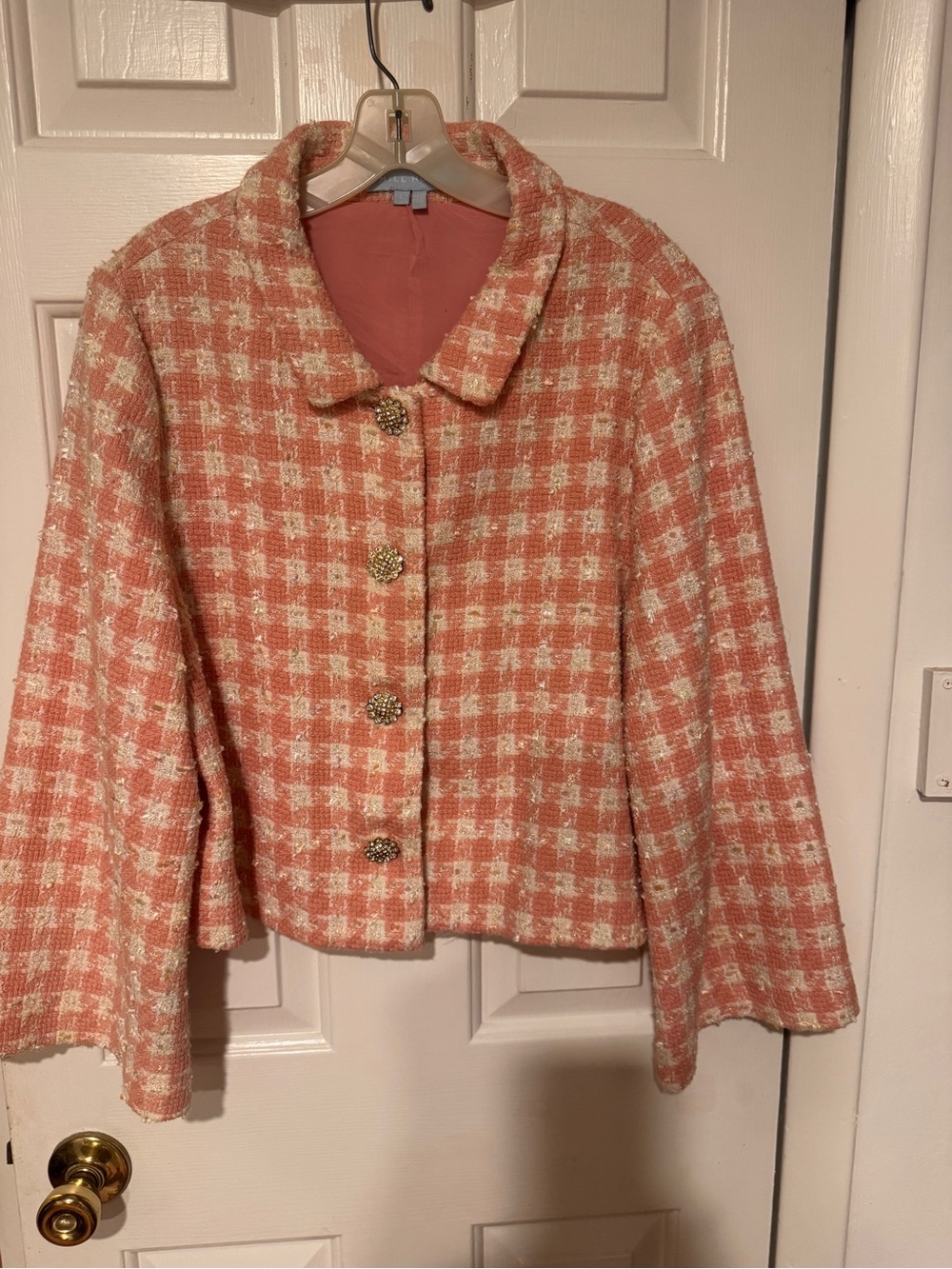 Hill House Peach and Cream Tweed Blazer